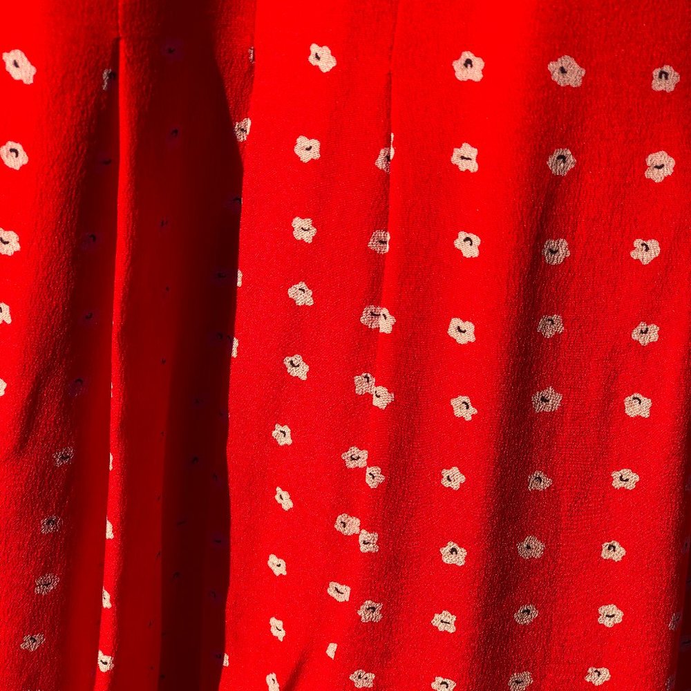 Madewell 2 Red Floral Silk Asymmetric Midi Skirt